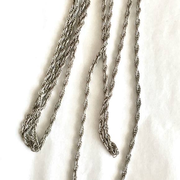 Silver chain belt vintage chain long silver 52 in twisted chain Sterling Silver main image 11